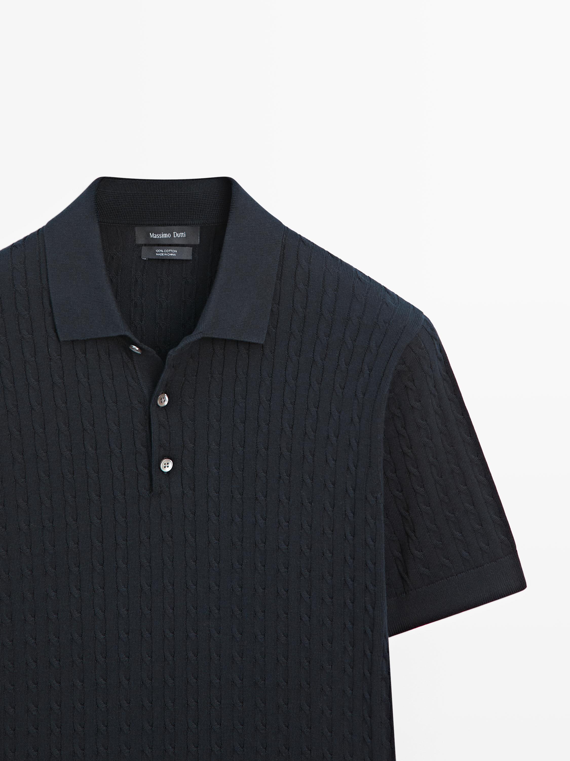Polo en maille tressée 100 % coton